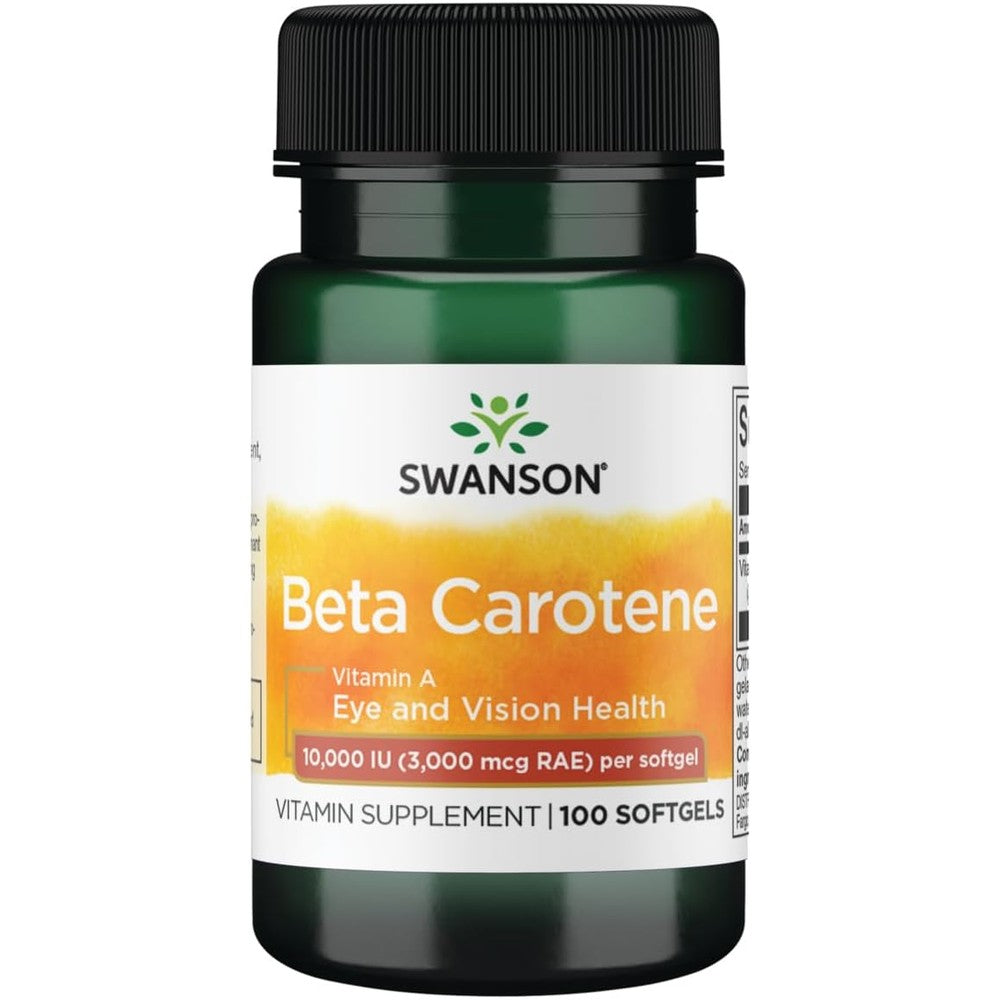 Swanson Beta Carotene 10000 IU 100 softgels bottle front view authentic USA imported supplement