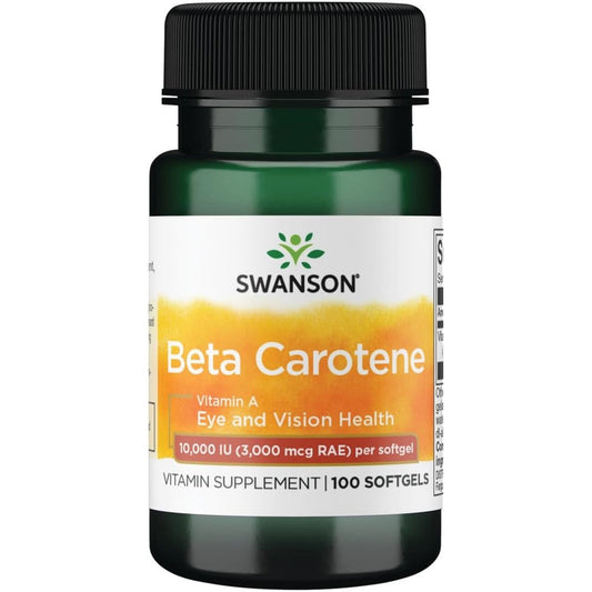 Swanson Beta Carotene 10000 IU 100 softgels bottle front view authentic USA imported supplement