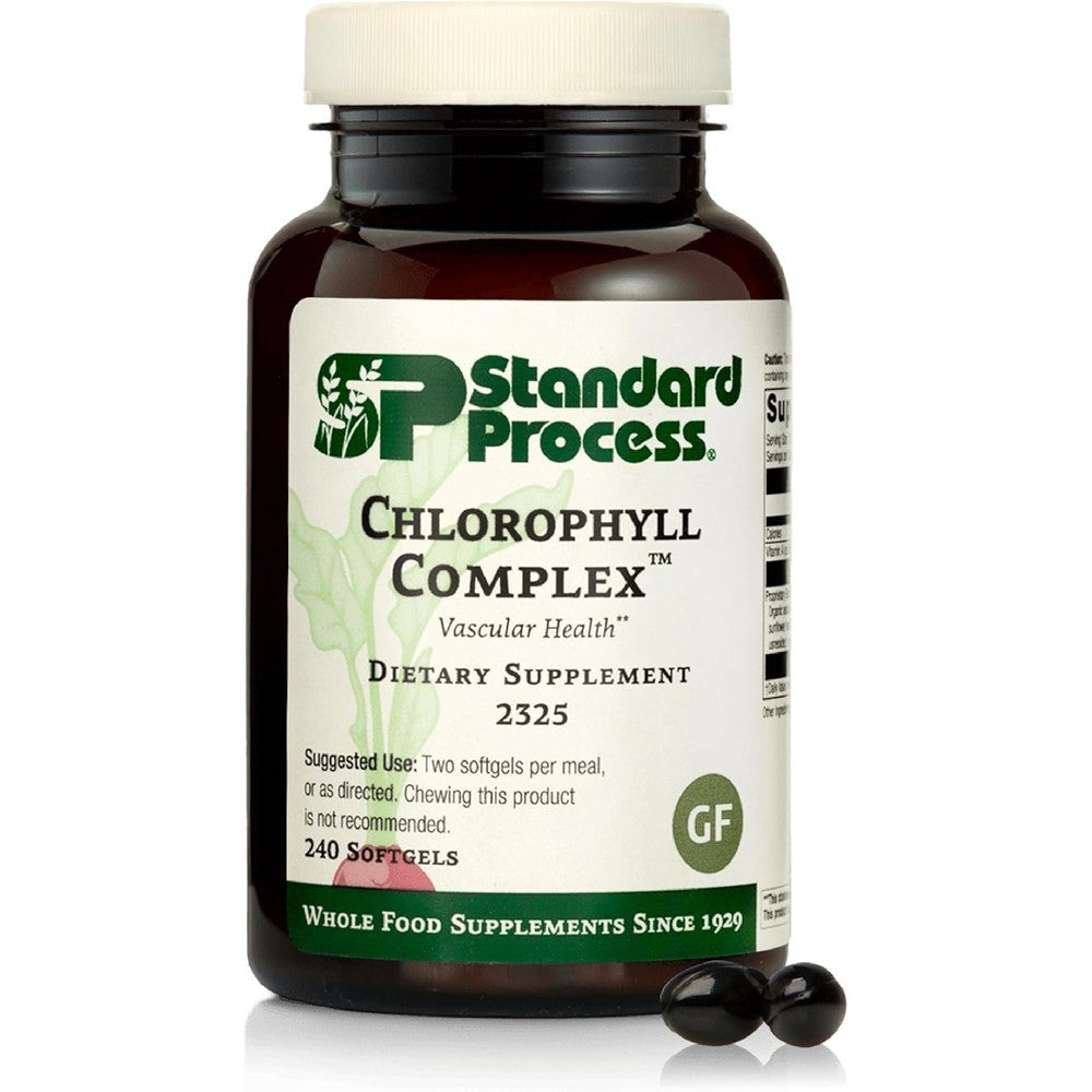 Standard Process Chlorophyll Complex 240 softgels front bottle view for immune health