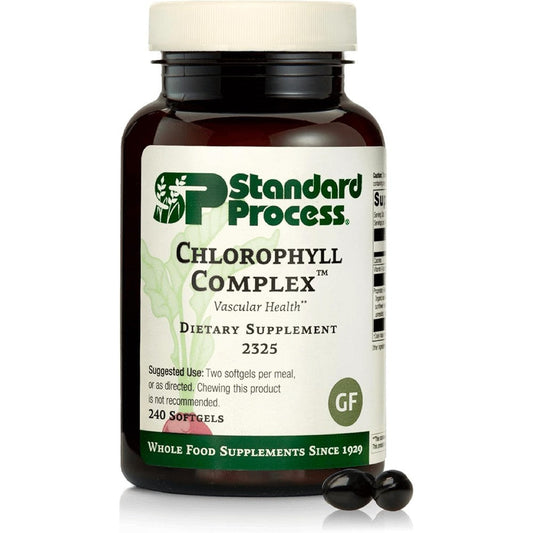 Standard Process Chlorophyll Complex 240 softgels front bottle view for immune health