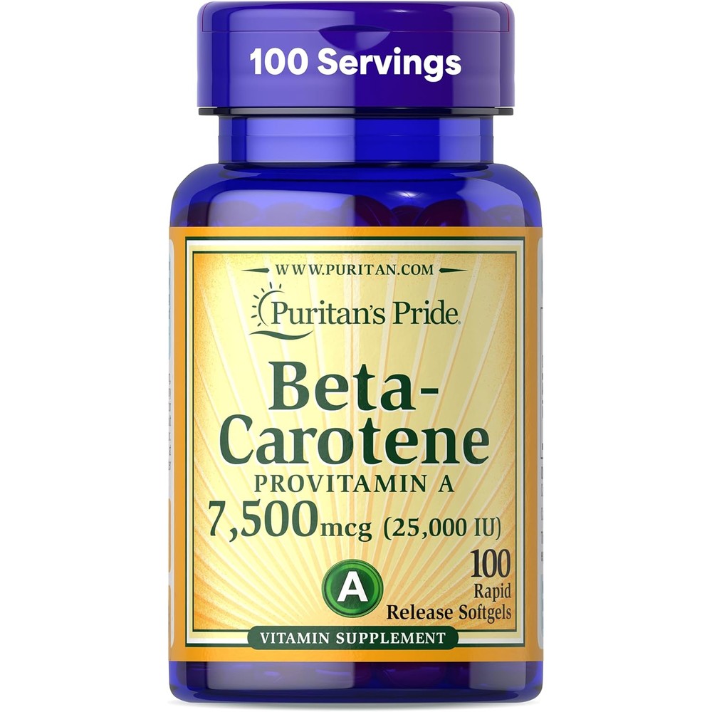 Puritan's Pride Beta Carotene Provitamin A 25000 IU bottle front view