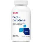 GNC Beta Carotene 15mg Softgels front view bottle container