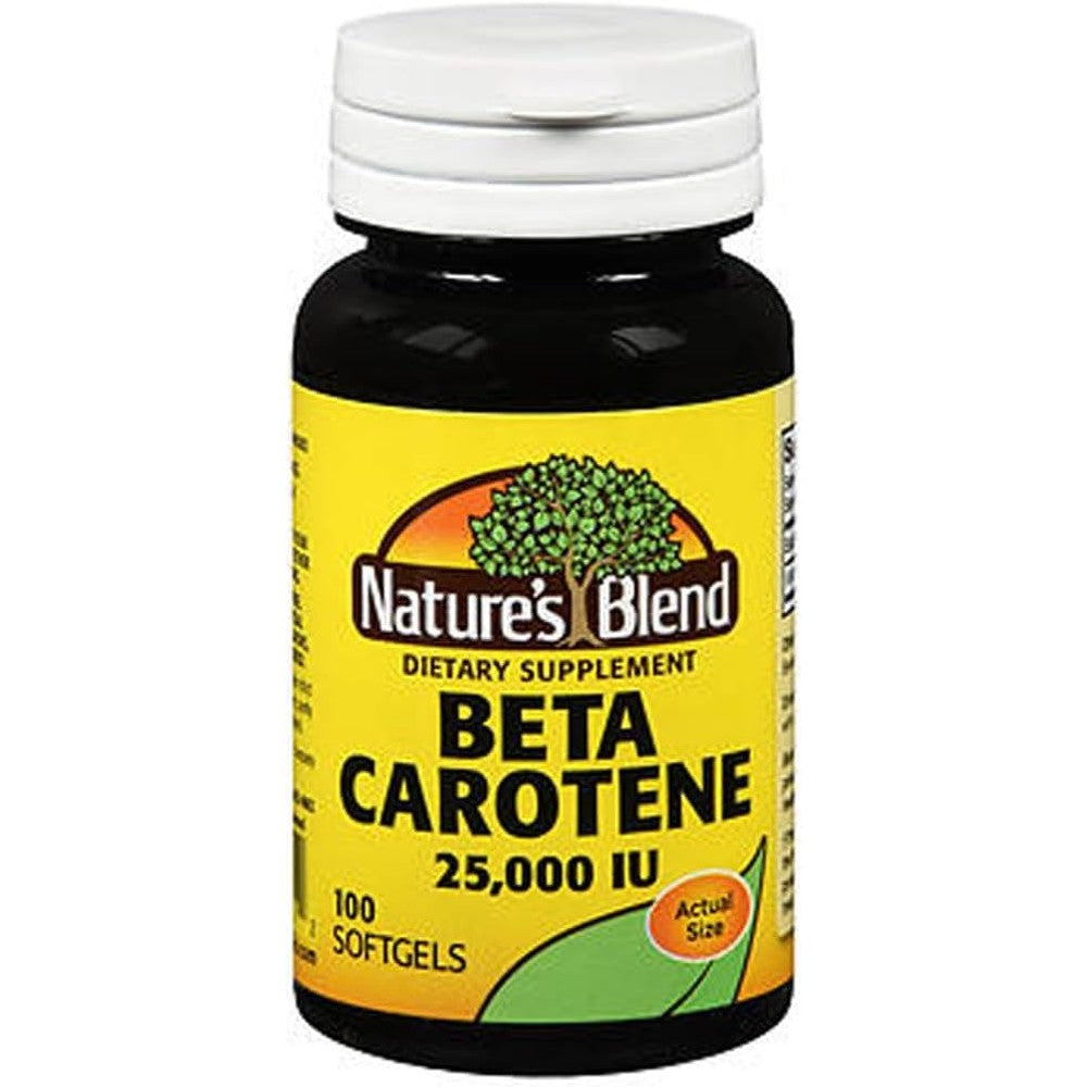 Nature's Blend Beta Carotene 25000 IU two bottle pack front view showing daily antioxidant softgels.