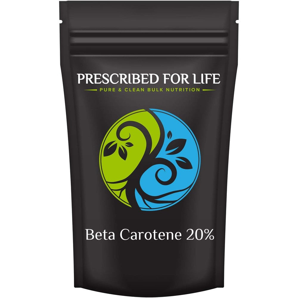 Prescribed For Life Beta Carotene 20 percent powder extract front view packaging pouch