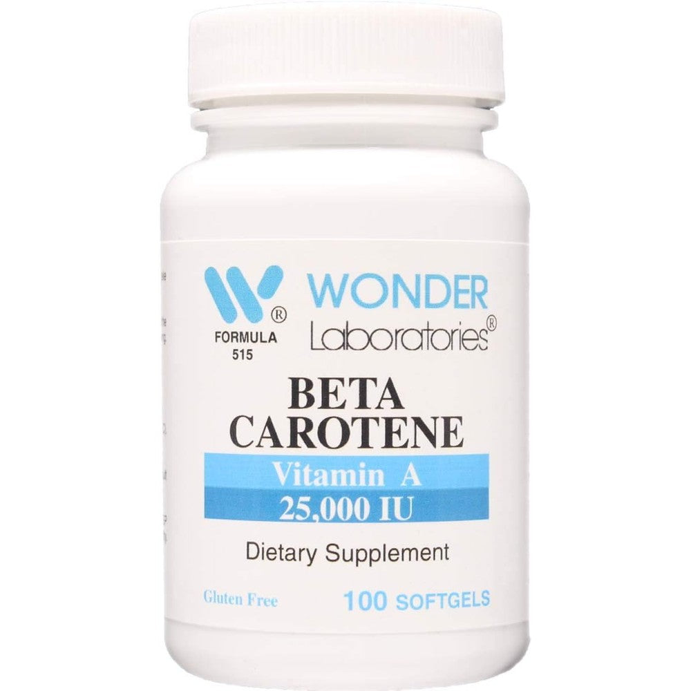 Wonder Laboratories Vitamin A 25000 IU Beta Carotene 100 Softgels front view bottle