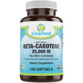 Livamed Natural Beta Carotene 25000 IU softgels bottle front view eye supplement