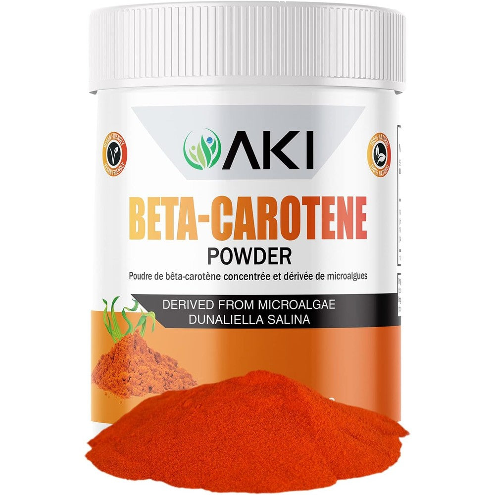 AKI Organic Beta Carotene 10% Powder 1.5 Ounce front view container