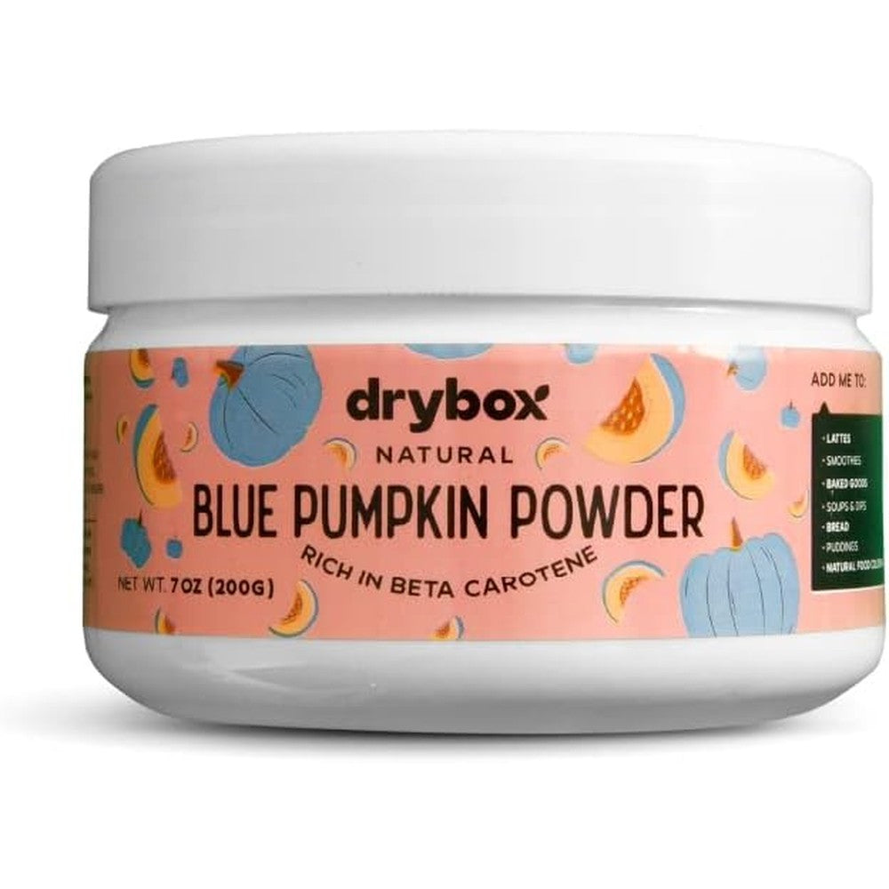 Drybox Jarrahdale Blue Pumpkin Powder 7 Ounces front view packaging of pure superfood supplement.