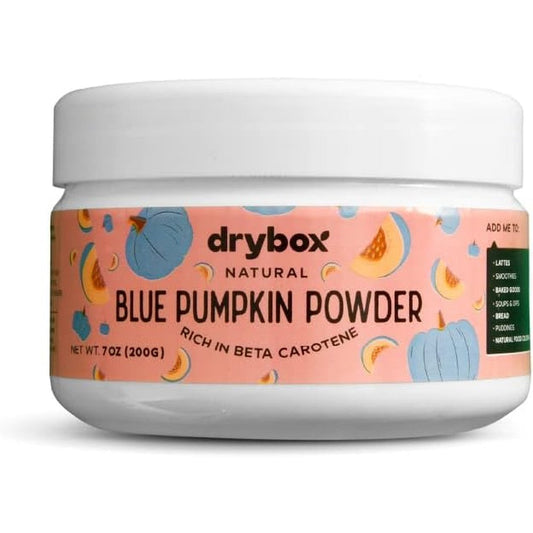 Drybox Jarrahdale Blue Pumpkin Powder 7 Ounces front view packaging of pure superfood supplement.