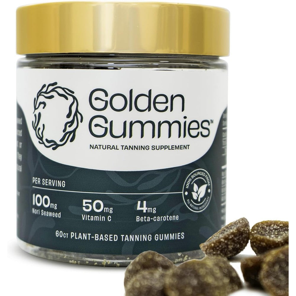 RE/SKIN Golden Gummies natural tanning supplement front view bottle
