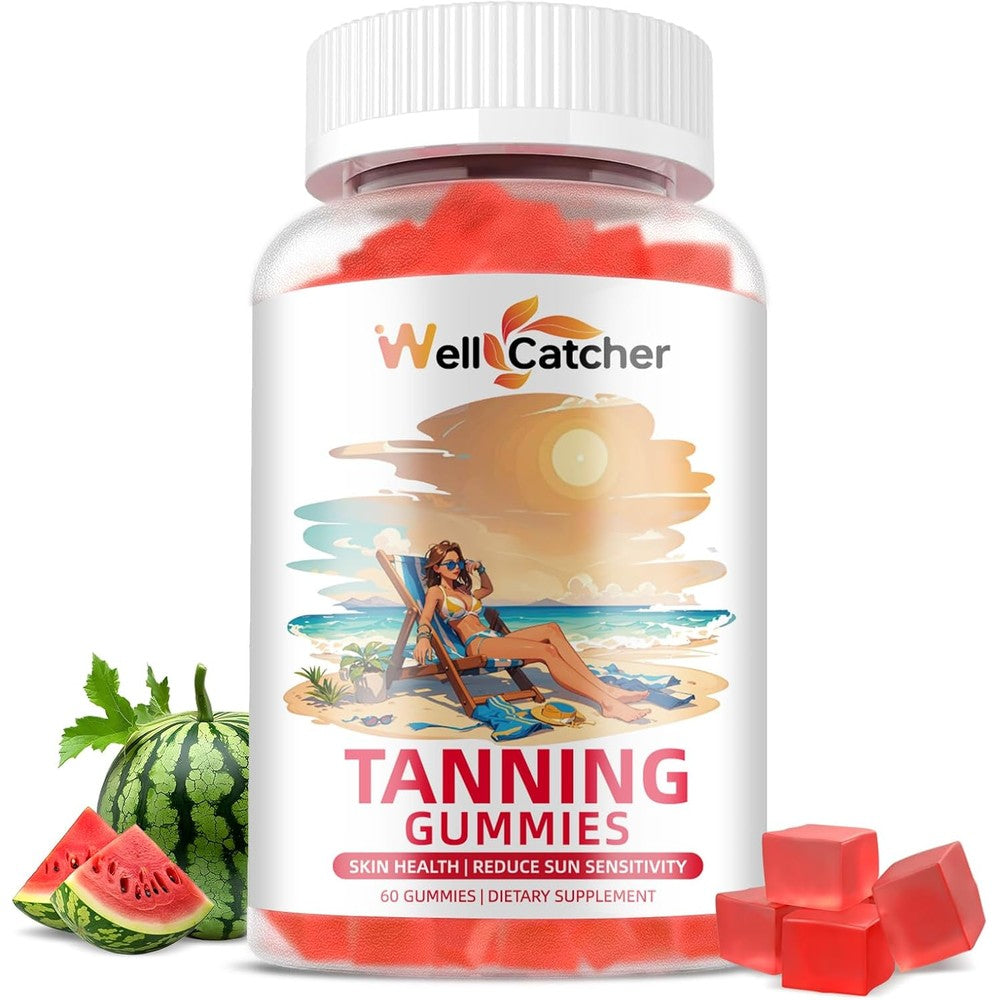 Accio Tanning Gummies 60 count front view of the premium bottle packaging
