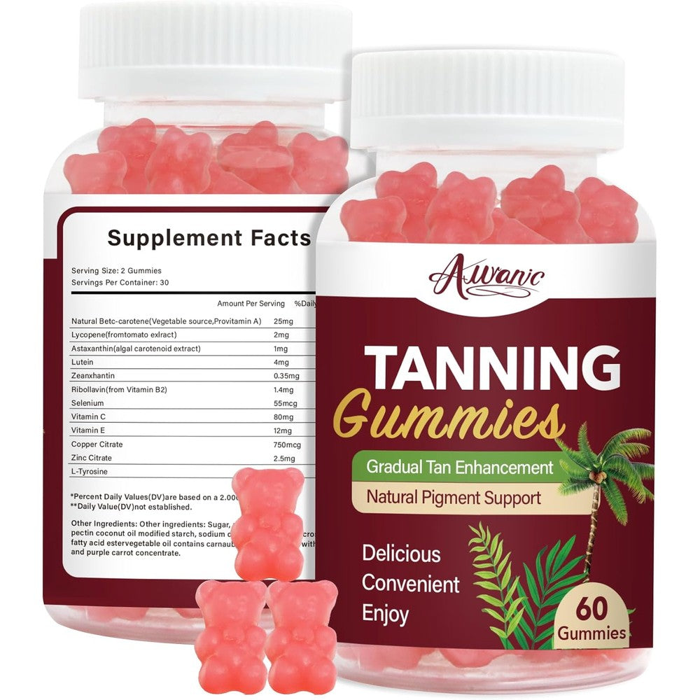 Auranic Bronze Bites Tanning Gummies front bottle view for sunless self tanning