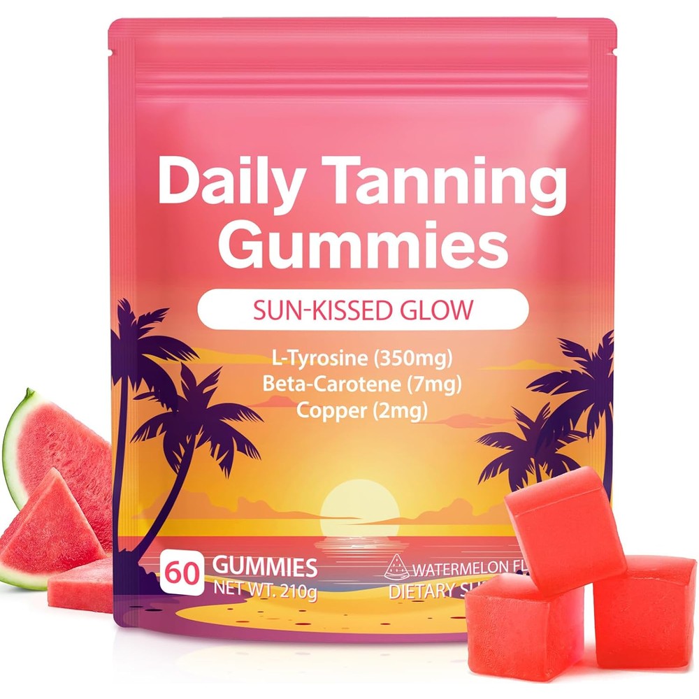 Valleylux Daily Tanning Gummies front view bottle for sunless skin glow