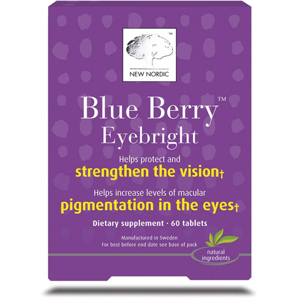 New Nordic Blue Berry Eyebright 60 tablets front view eye health supplement
