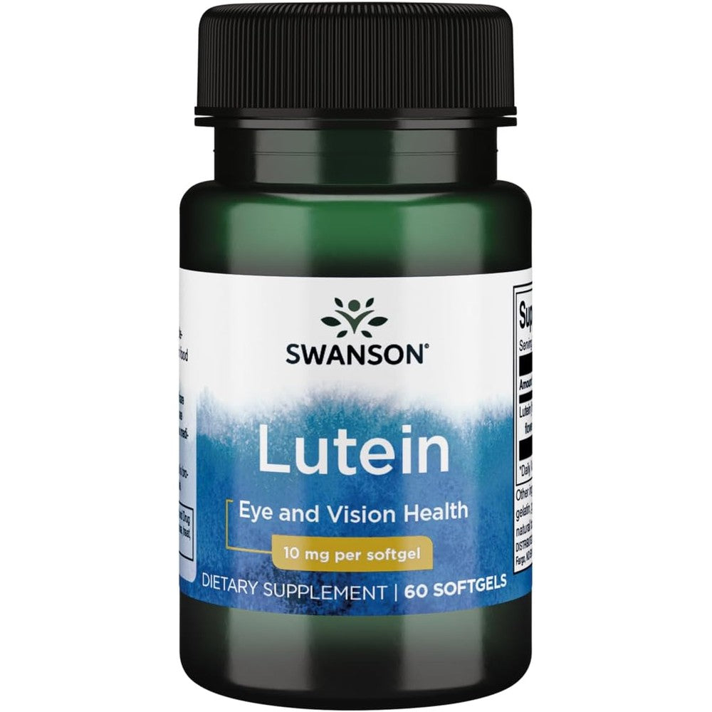 Swanson Lutein 10 Milligrams 60 Softgels front view eye health supplement