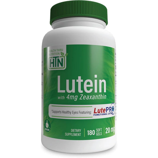 Health Thru Nutrition Lutein 20mg 180 Softgels front view