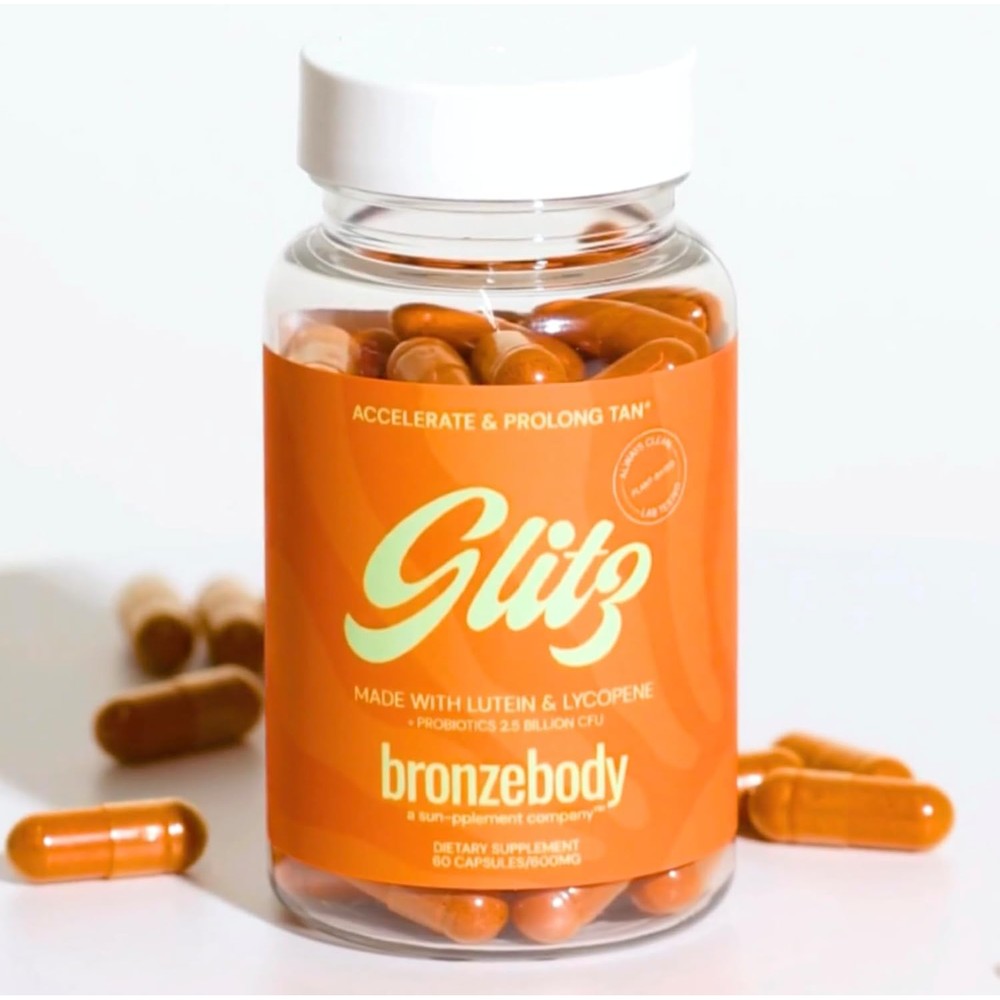 Bronzebody Glitz daily sun prep supplement bottle front view