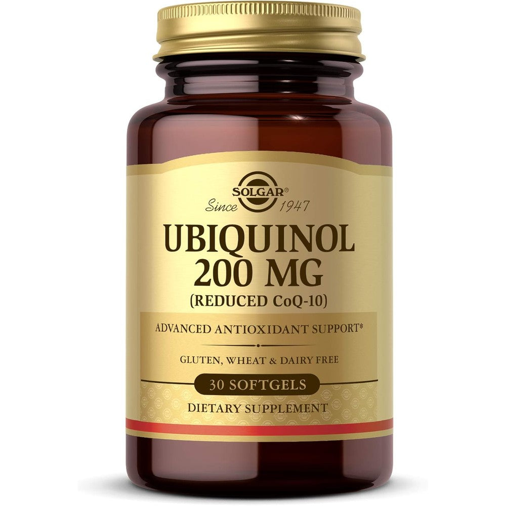 Solgar Ubiquinol 200 mg 30 Softgels bottle front view for heart health support