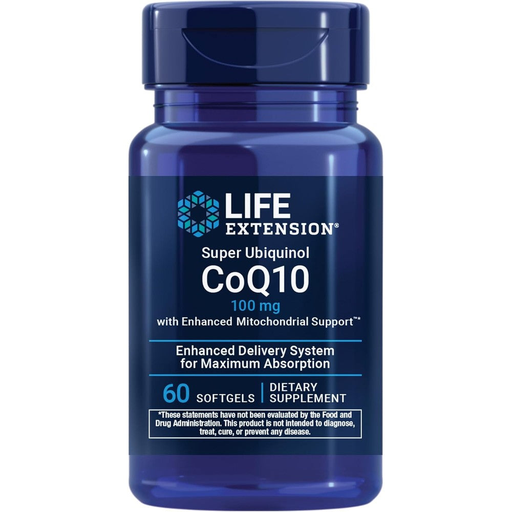 Life Extension Super Ubiquinol CoQ10 front view bottle packaging