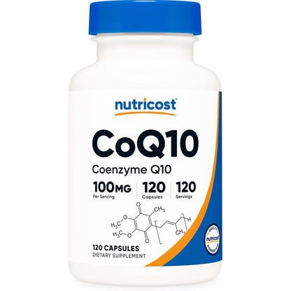 Nutricost CoQ10 100mg 120 vegetarian capsules bottle front view