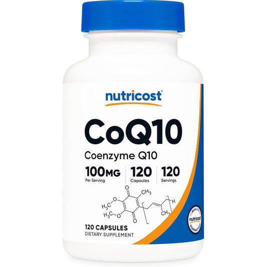 Nutricost CoQ10 100mg 120 vegetarian capsules bottle front view