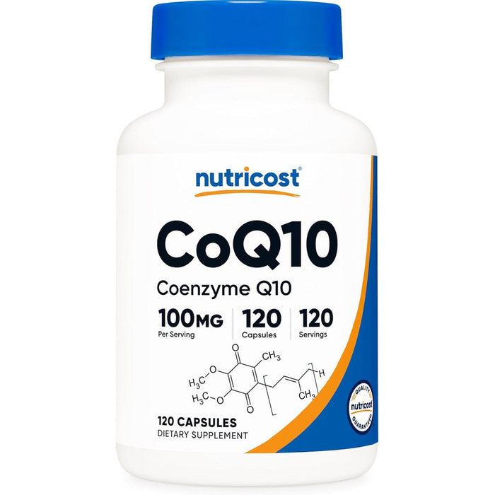 Nutricost CoQ10 100mg vegetarian capsules front view bottle supplement