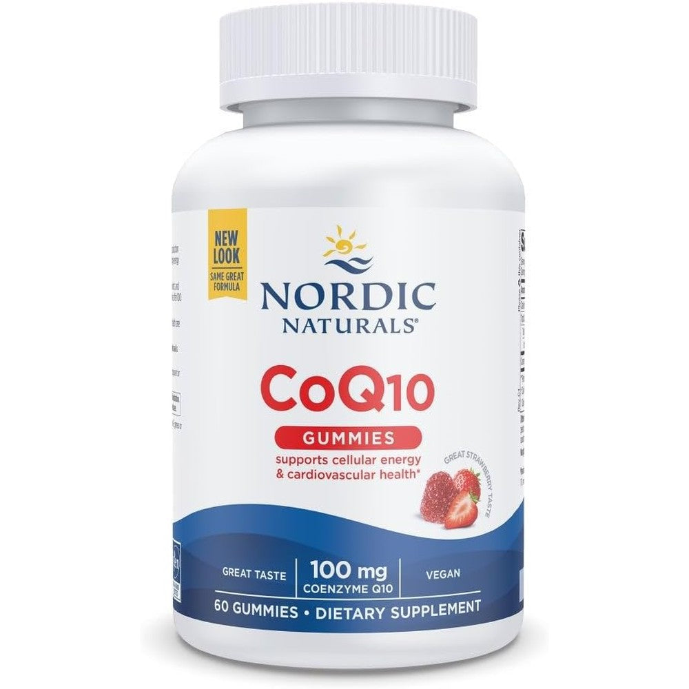 Nordic Naturals CoQ10 Gummies 100mg front view bottle for premium heart health supplements