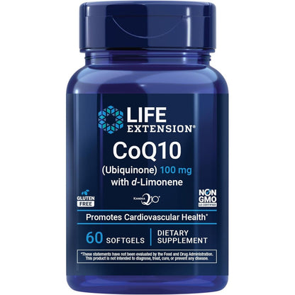 Life Extension Super Absorbable CoQ10 softgels front view for heart health support.