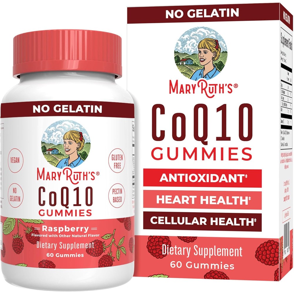 MaryRuth Organics CoQ10 Gummies Raspberry Flavor 60 Count Front View