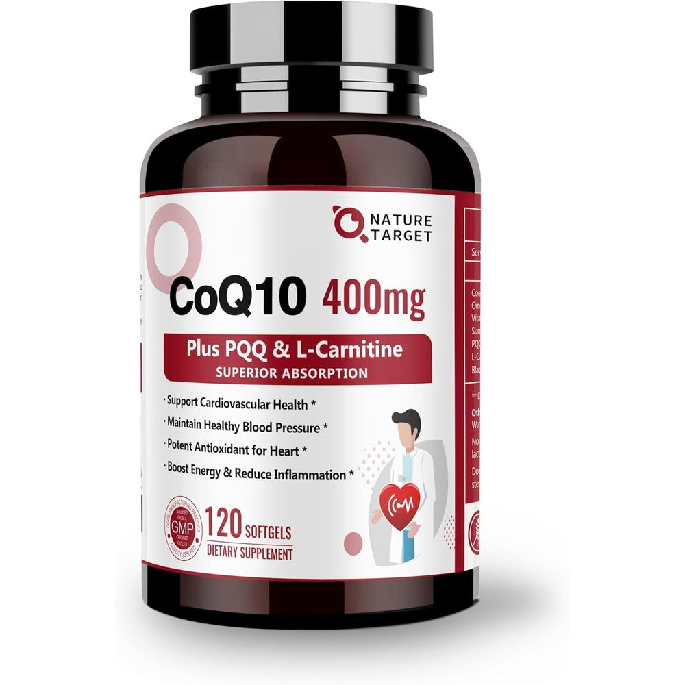 Nature Target Coenzyme Q10 400mg supplement front view bottle