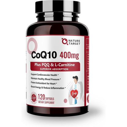 Nature Target Coenzyme Q10 400mg supplement front view bottle