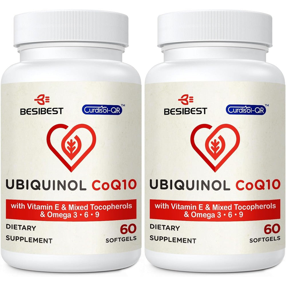 Besibest Ubiquinol CoQ10 600mg 120 softgels front view bottle showing premium antioxidant benefits