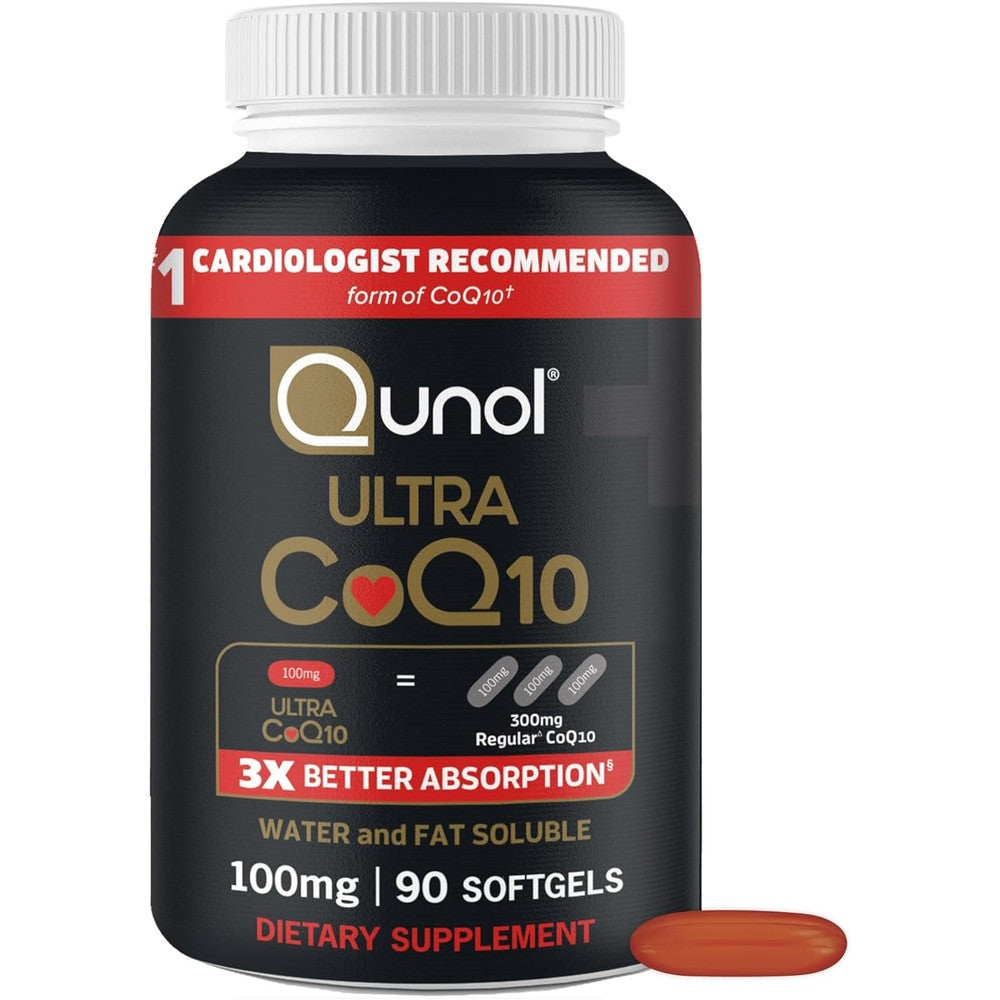 Qunol Ultra CoQ10 100mg Softgels 90 Count front view cardiovascular support