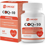 Omogs CoQ10 400mg Softgels front view bottle container