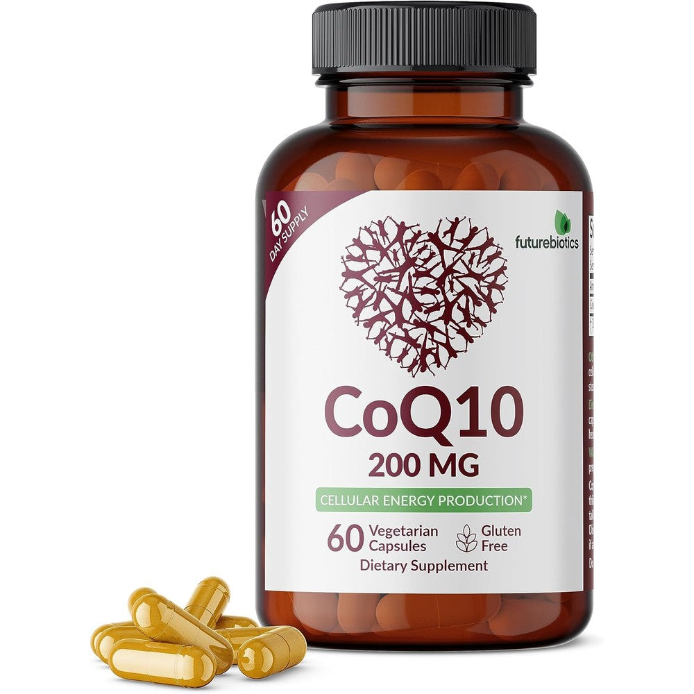 Futurebiotics CoQ10 200 Milligram bottle front view showing cellular energy production supplement