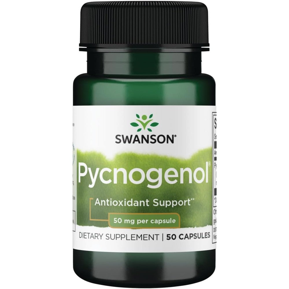 Swanson Pycnogenol 50 Milligrams 50 Capsules front bottle view for premium circulation support