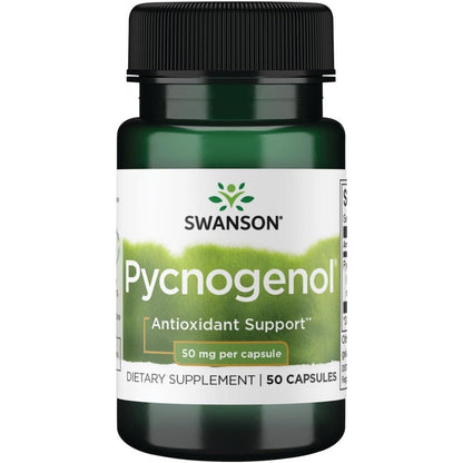 Swanson Pycnogenol 50 Milligrams 50 Capsules front bottle view for premium circulation support