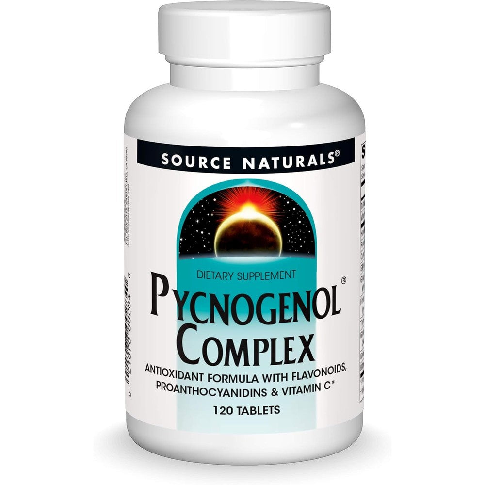 Source Naturals Pycnogenol Complex 30 Tablets front label showing antioxidant formula ingredients