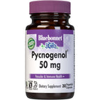 BlueBonnet Nutrition Pycnogenol 50 mg vegetable capsules bottle front view dietary supplement