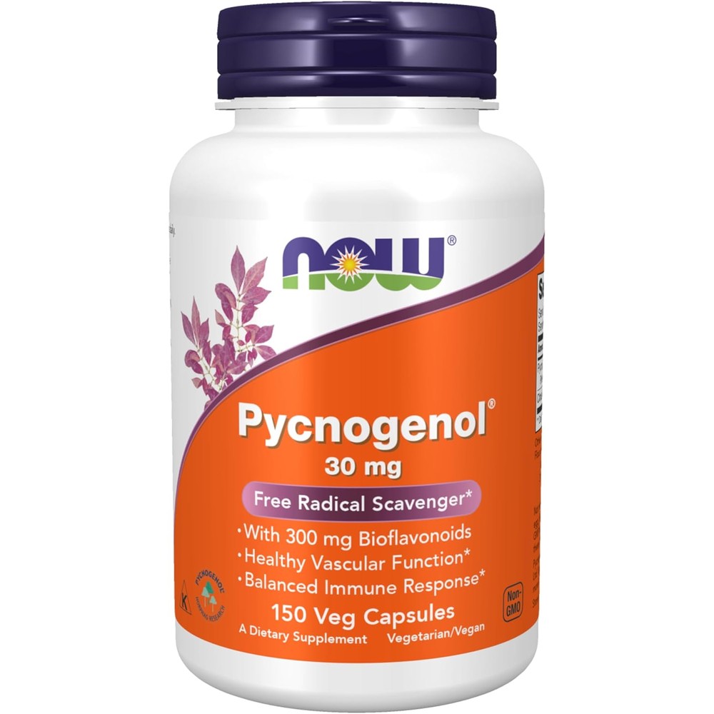 Now Foods Pycnogenol 30mg 150 Capsules front view bottle packaging