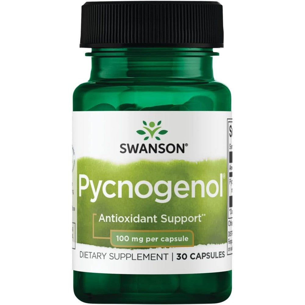 Swanson Pycnogenol 100 mg 30 Capsules front view showing authentic product label