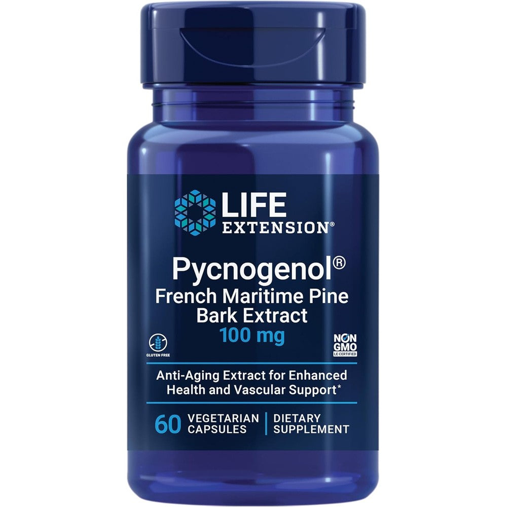 Life Extension Pycnogenol French Maritime Pine Bark Extract front bottle view
