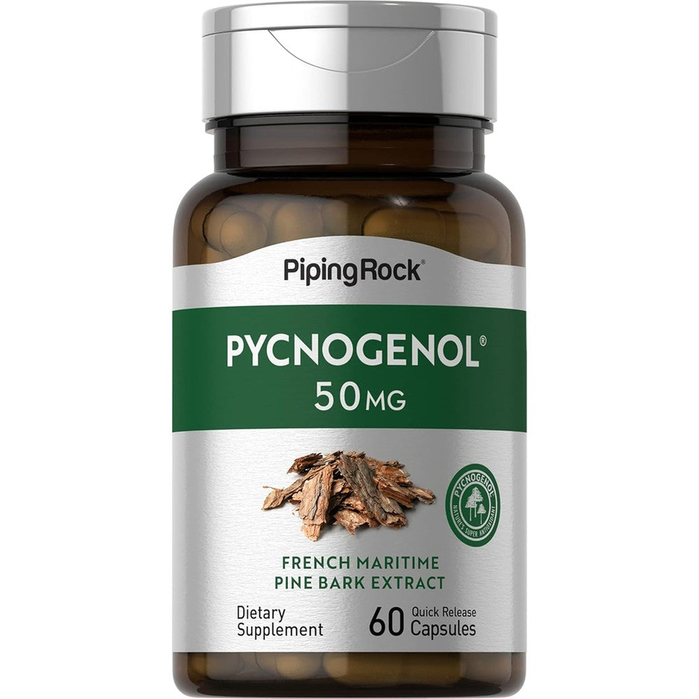 Piping Rock Pycnogenol fifty milligrams sixty capsules front view bottle for antioxidant support