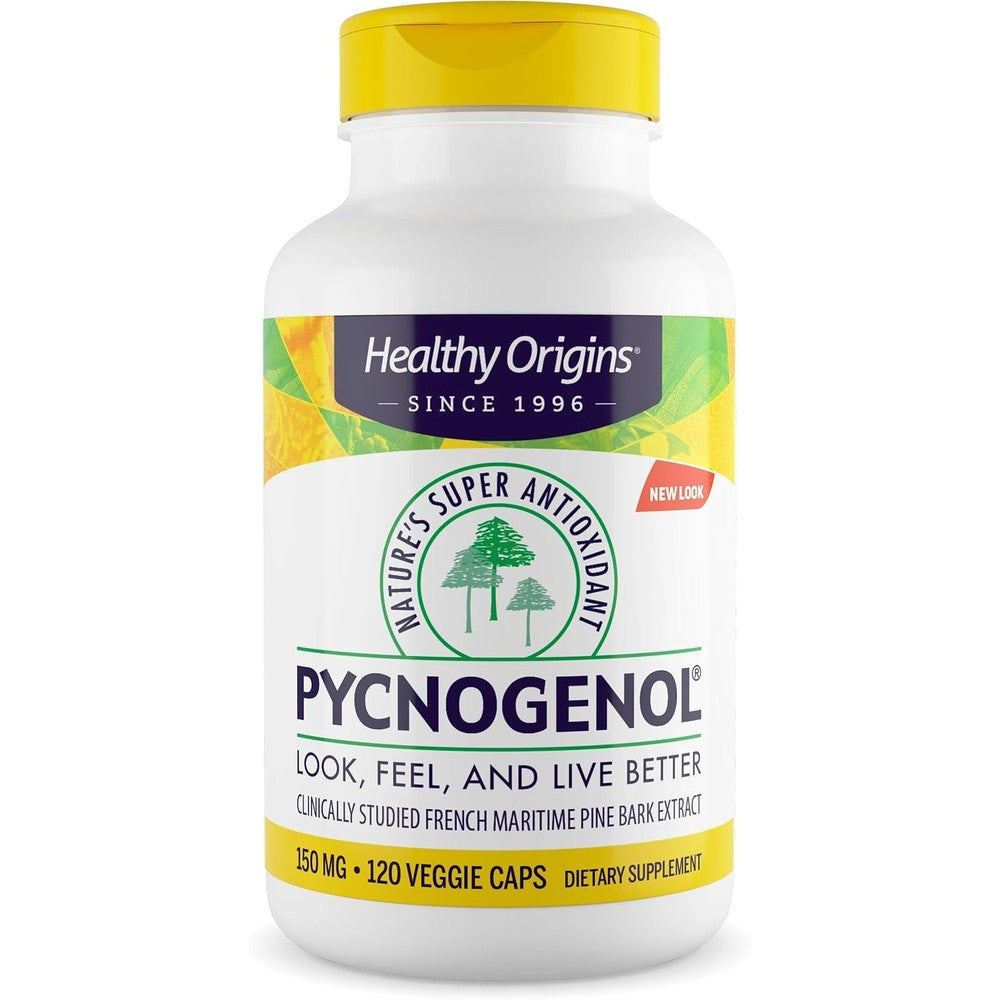 Healthy Origins Pycnogenol 150 mg 120 Vegetarian Capsules front view bottle