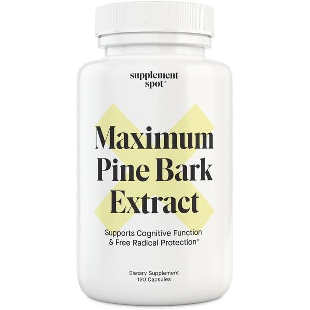 Supplement Spot Maximum Pine Bark Extract 120 capsules front view bottle