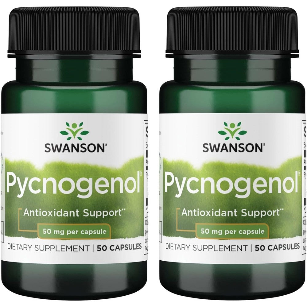 Swanson Pycnogenol 50 mg 50 Capsules 2 Pack front view showing the supplement bottles.