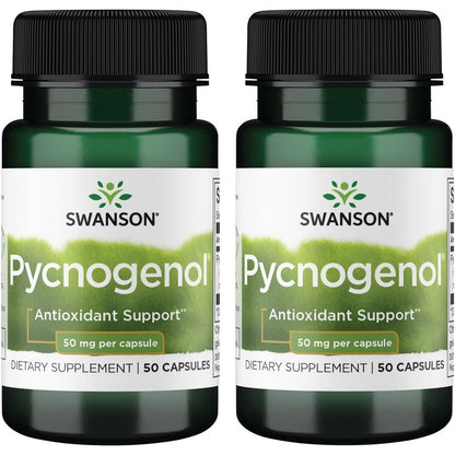 Swanson Pycnogenol 50 mg 50 Capsules 2 Pack front view showing the supplement bottles.