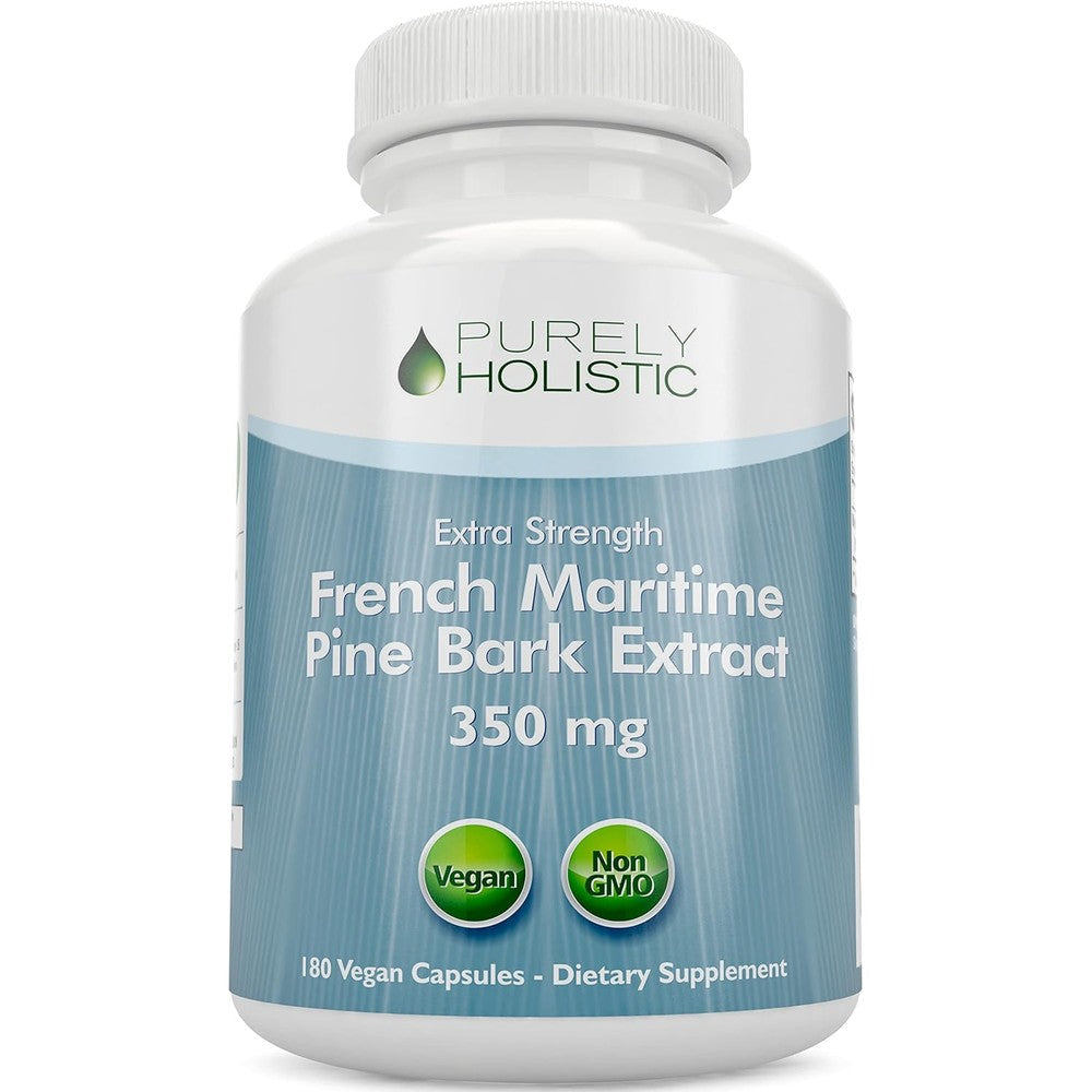 Purely Holistic Pine Bark Extract 180 vegan capsules front view packaging