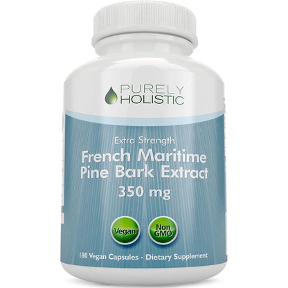 Purely Holistic Pine Bark Extract 180 vegan capsules front view packaging