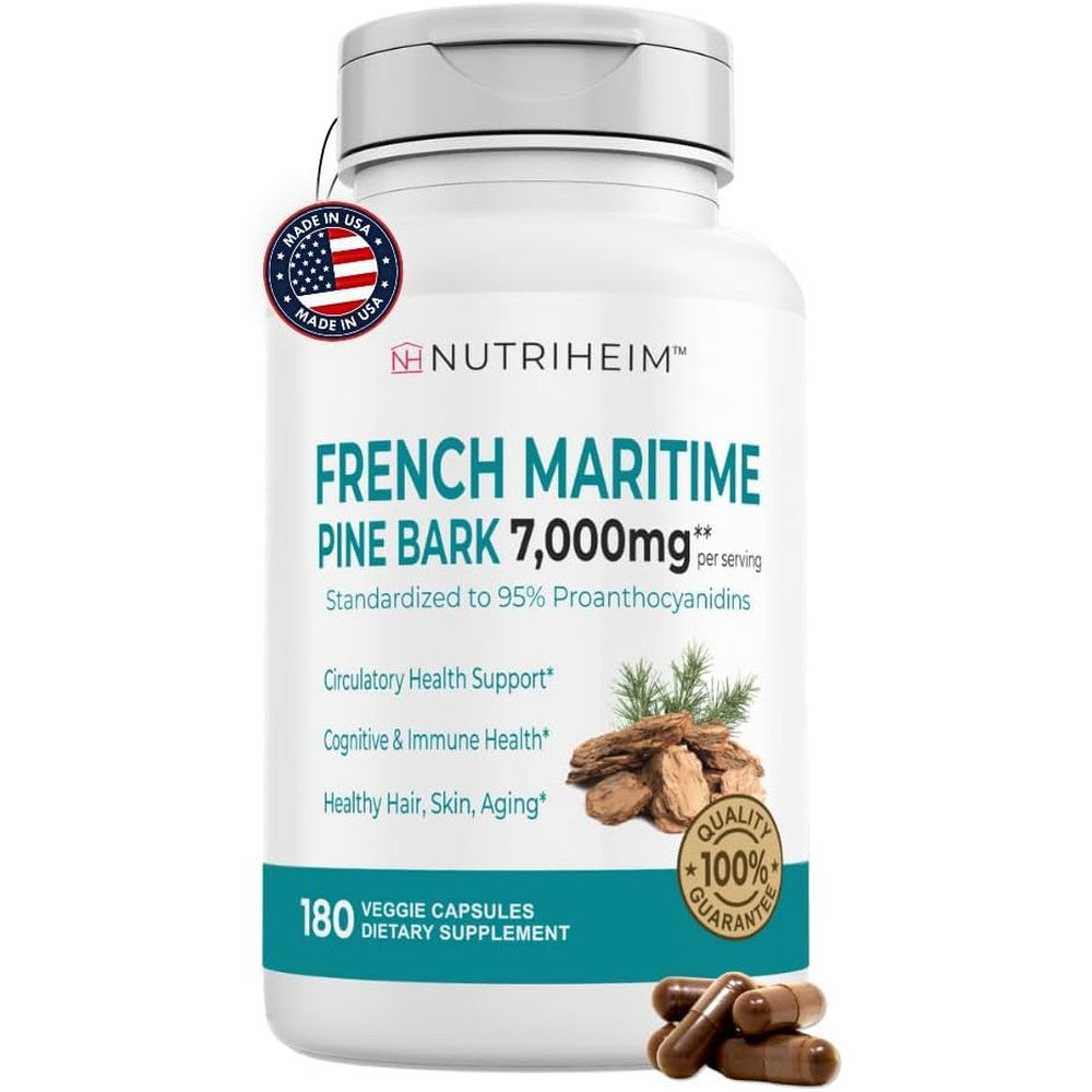 Purely Holistic French Maritime Pine Bark Extract 180 veggie capsules front view for circulation support